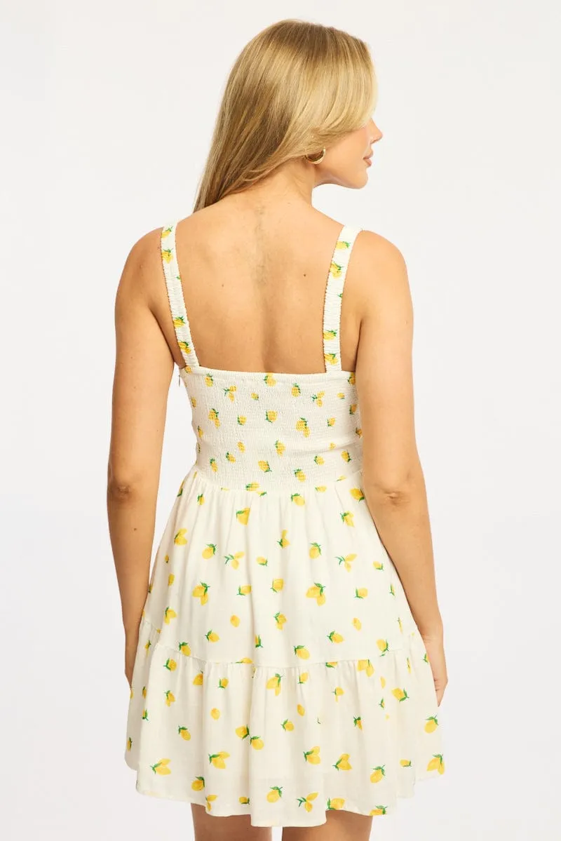 Yellow Ditsy Fit And Flare Dress Mini sold by Ally Fashion product image thumbnail 4