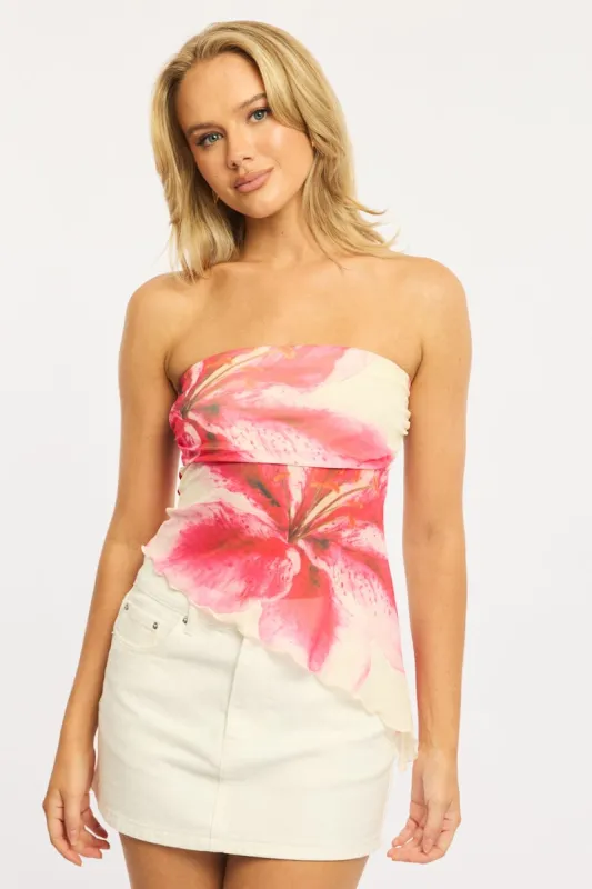 Yellow Floral Bandeau Top Mesh sold by Ally Fashion