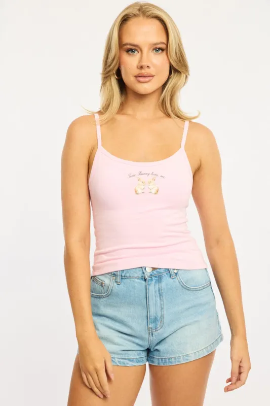 Pink Graphic Cami Singlet sold by Ally Fashion