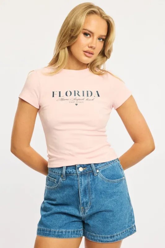Pink Graphic Tee Short Sleeve sold by Ally Fashion