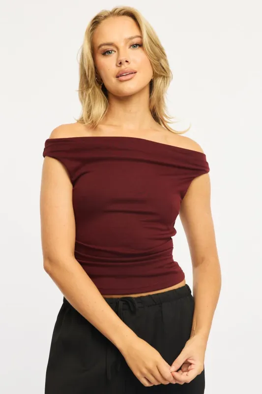 Red Off Shoulder Top sold by Ally Fashion