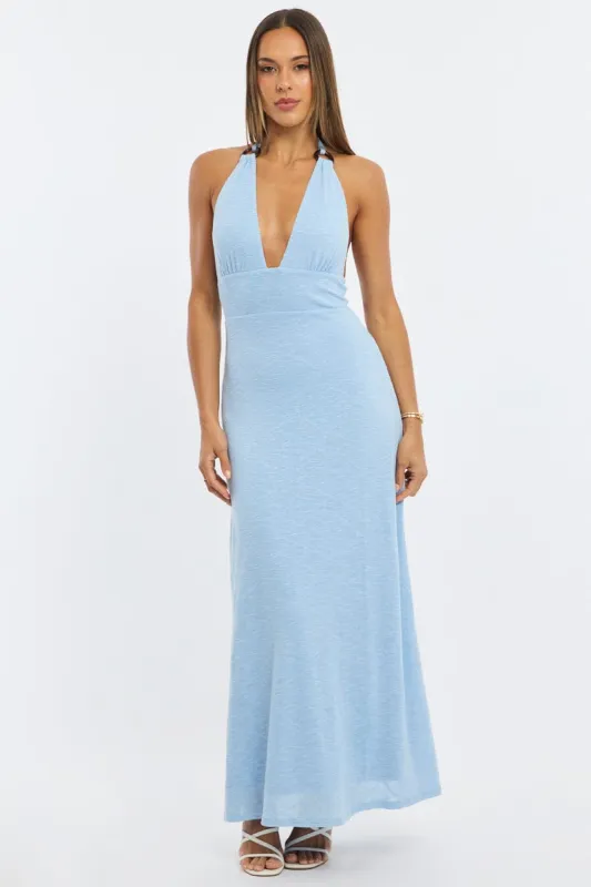 Blue Maxi Dress Halter Neck sold by Ally Fashion