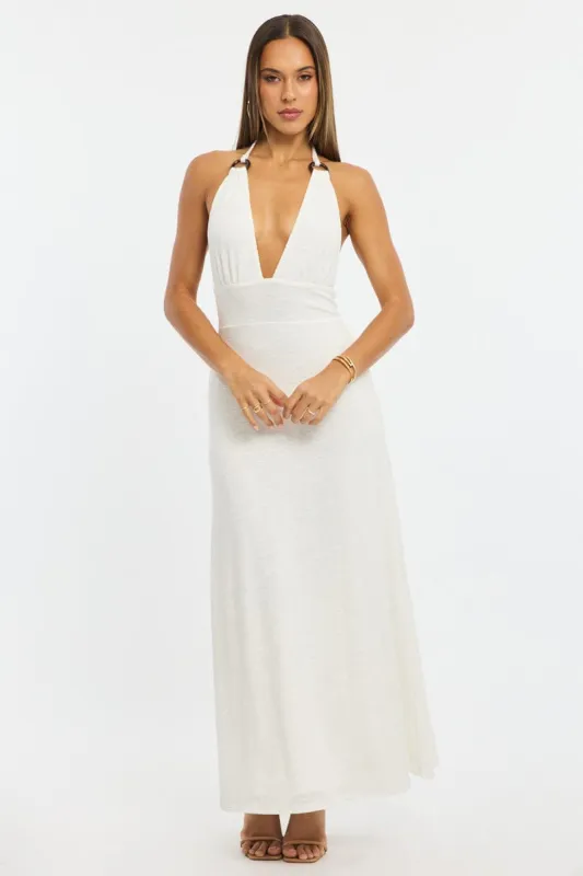 White Maxi Dress Halter Neck sold by Ally Fashion