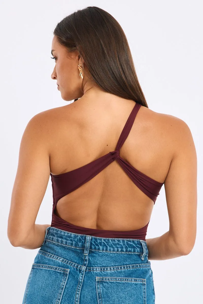 Red One Shoulder Bodysuit sold by Ally Fashion product image thumbnail 4
