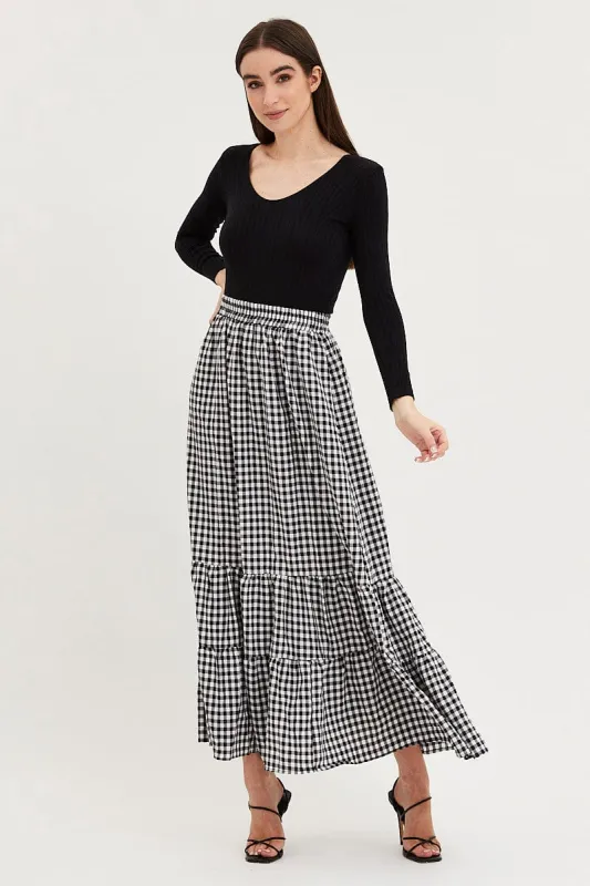 Check Maxi Skirt High Rise sold by Ally Fashion
