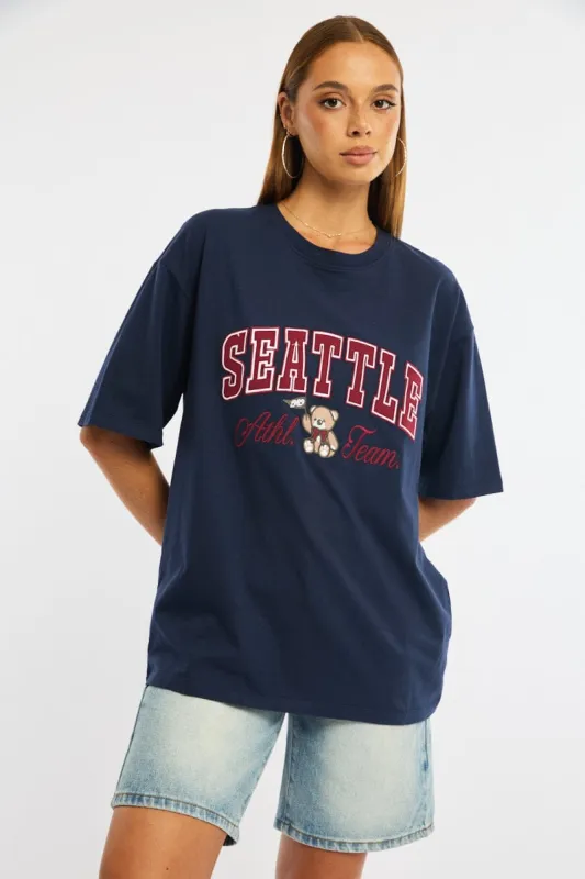 Blue Graphic Tee Short Sleeve sold by Ally Fashion