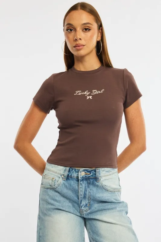 Brown Graphic Tee Short Sleeve sold by Ally Fashion