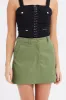 Green Mini Skirt High Rise Pocket Detail Faux Leather sold by Ally Fashion