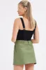 Green Mini Skirt High Rise Pocket Detail Faux Leather sold by Ally Fashion