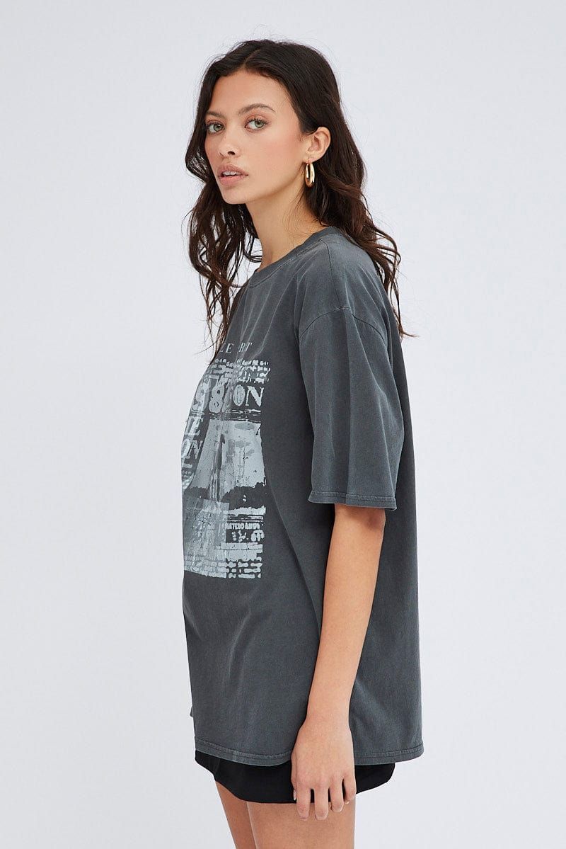 Black Graphic Tee Short Sleeve Round Neck sold by Ally Fashion product image thumbnail 4