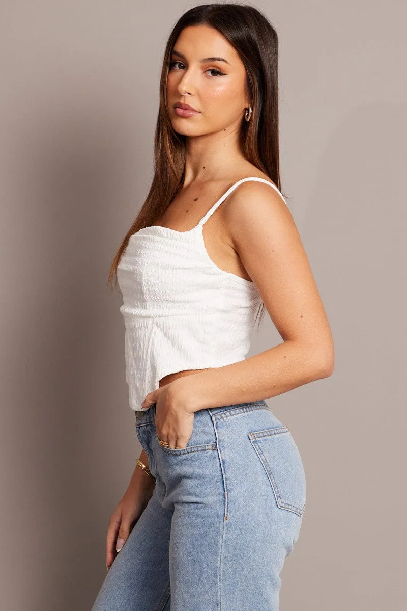White Cami Top Sleeveless Textured sold by Ally Fashion product image thumbnail 4