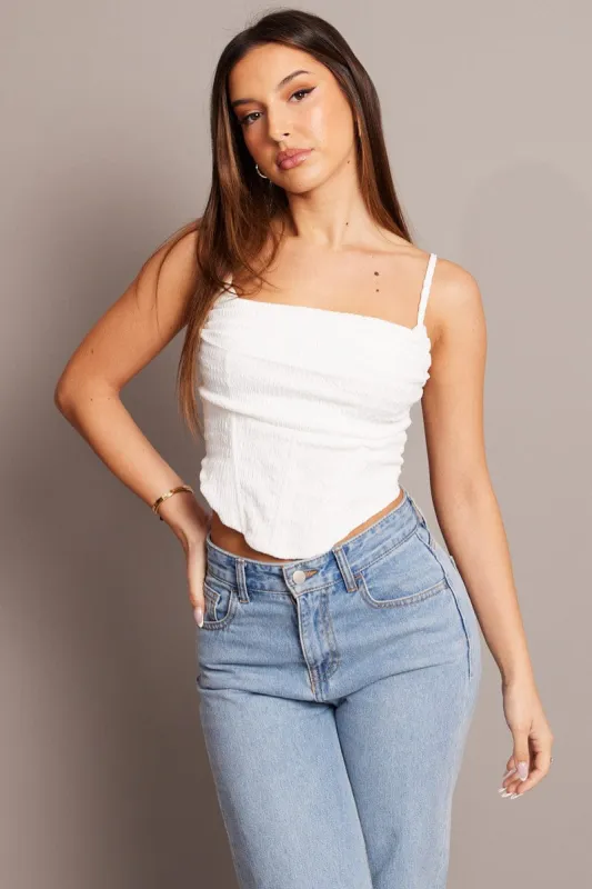 White Cami Top Sleeveless Textured sold by Ally Fashion