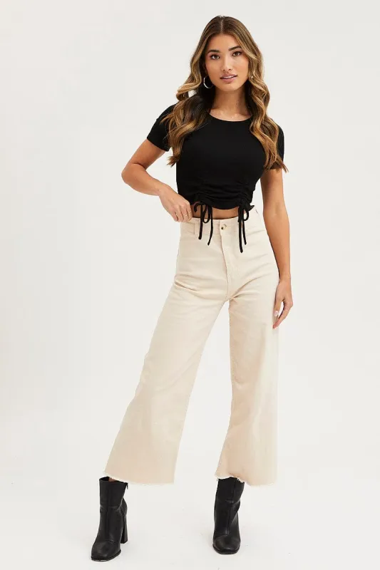 White Wide Leg Pants High Rise sold by Ally Fashion