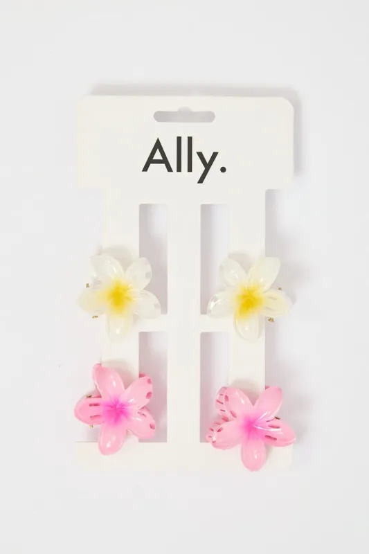 Multi 4 Pack Hibiscus Flower Claw Clips sold by Ally Fashion