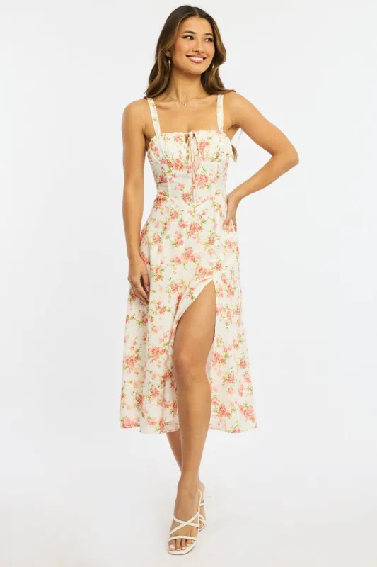 Pink Floral Midi Dress sold by Ally Fashion