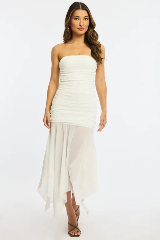White Strapless Maxi Dress sold by Ally Fashion
