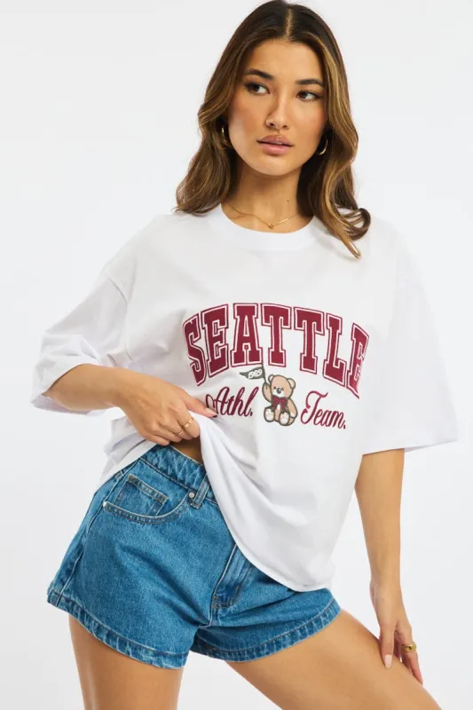 White Graphic Tee Short Sleeve sold by Ally Fashion