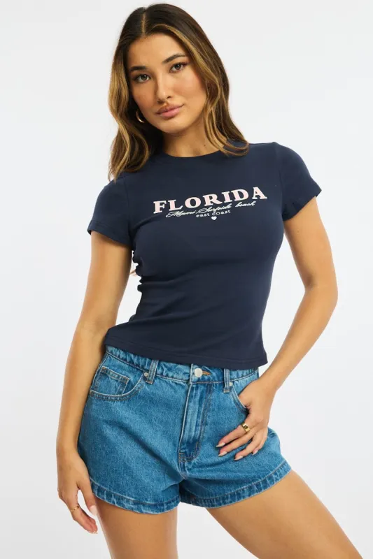 Blue Graphic Tee Short Sleeve sold by Ally Fashion