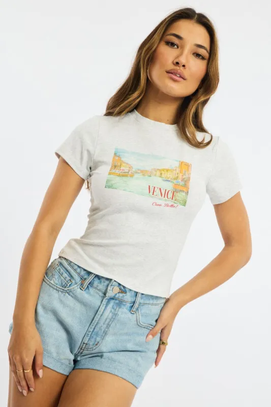 Grey Graphic Tee Short Sleeve sold by Ally Fashion