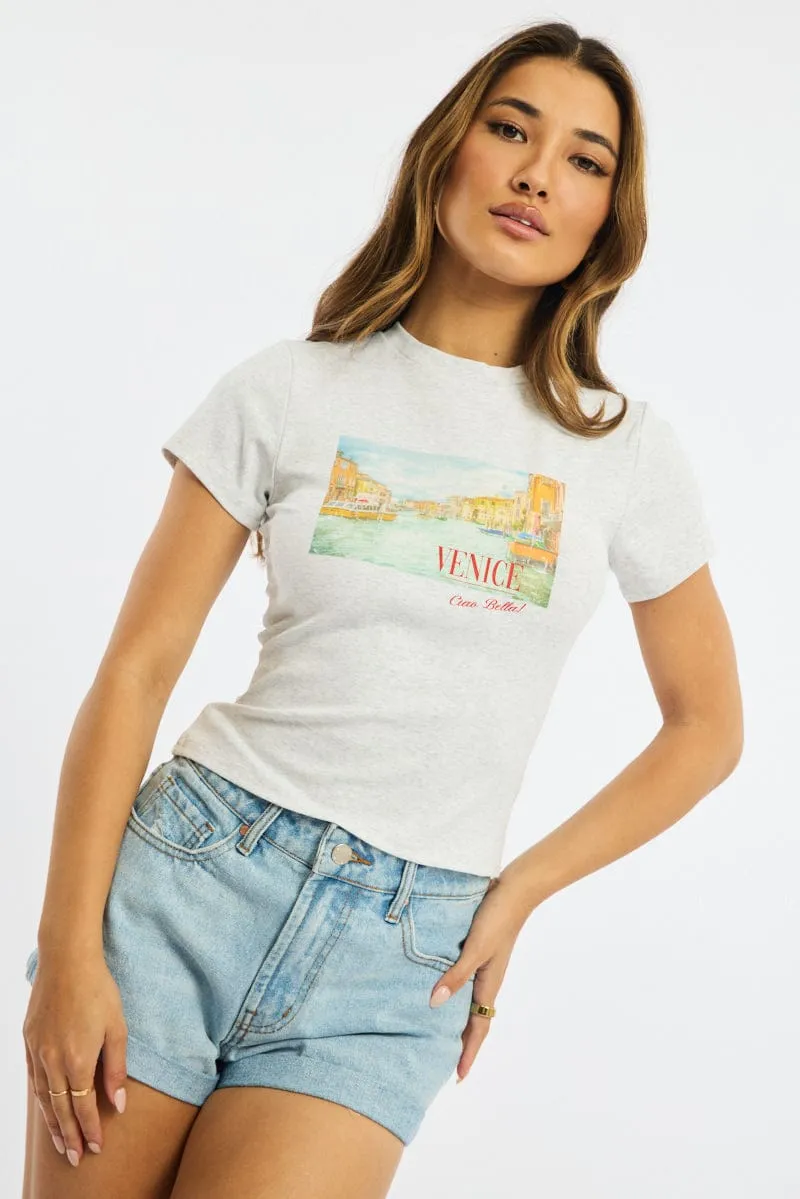 Grey Graphic Tee Short Sleeve sold by Ally Fashion