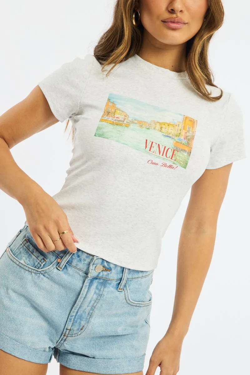 Grey Graphic Tee Short Sleeve sold by Ally Fashion product image thumbnail 5