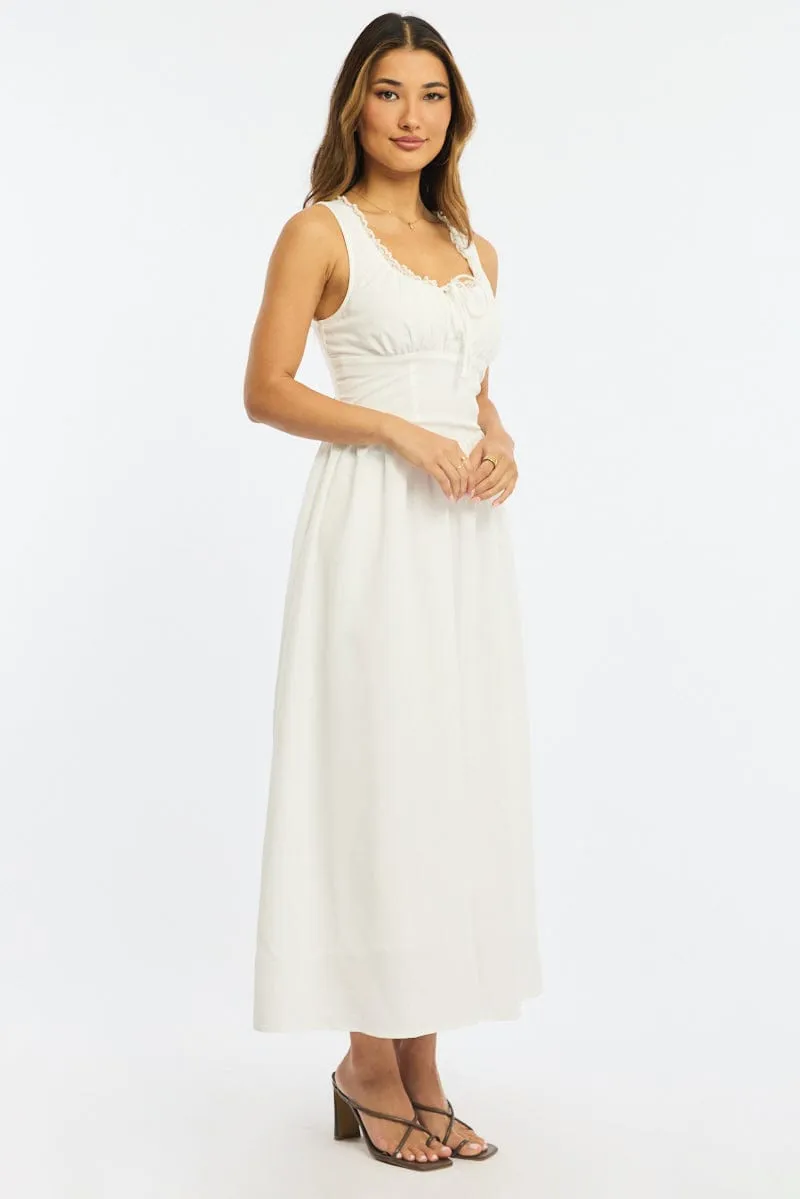 White Midi Dress Gathering Bust sold by Ally Fashion product image thumbnail 4