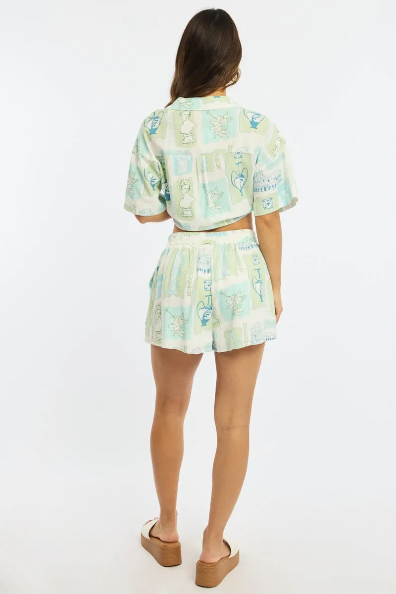 Green Abstract Shorts High Rise sold by Ally Fashion product image thumbnail 5