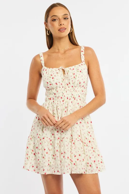 Red Ditsy Fit And Flare Dress Mini sold by Ally Fashion