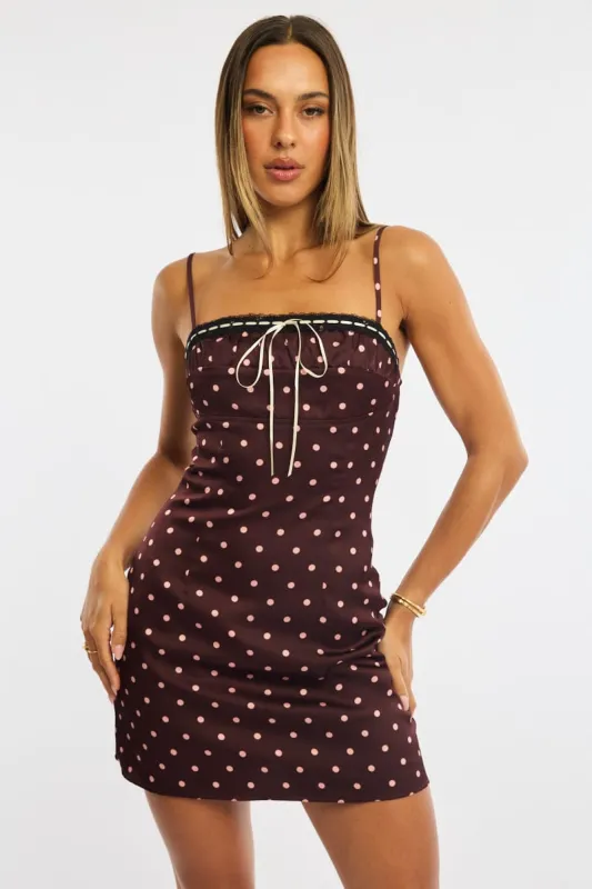 Red Polka Dot Mini Dress Satin sold by Ally Fashion