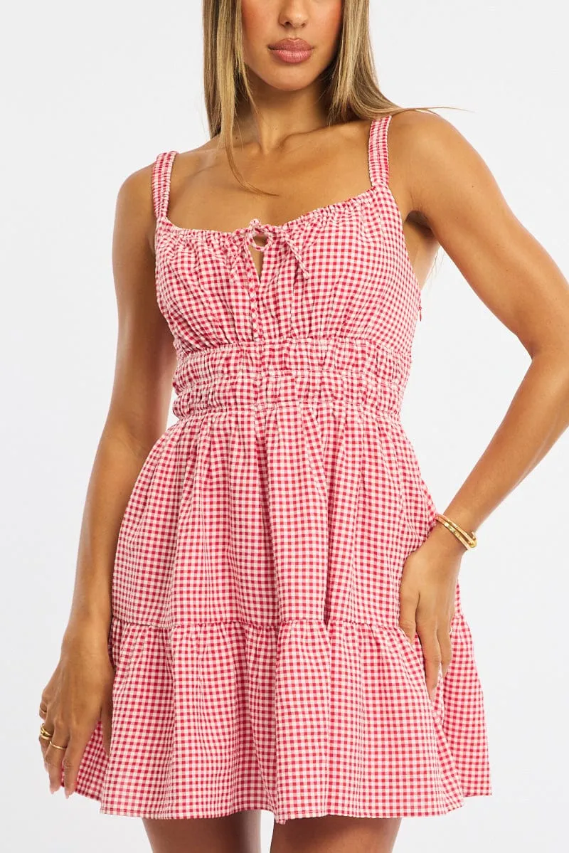 Red Check Fit And Flare Dress Mini sold by Ally Fashion product image thumbnail 5