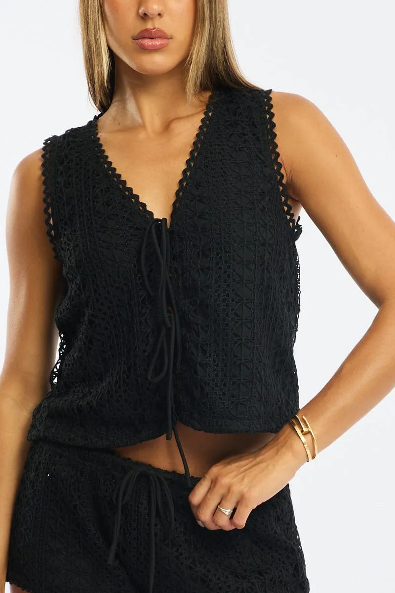 Black Tie Up Lace Vest sold by Ally Fashion product image thumbnail 5