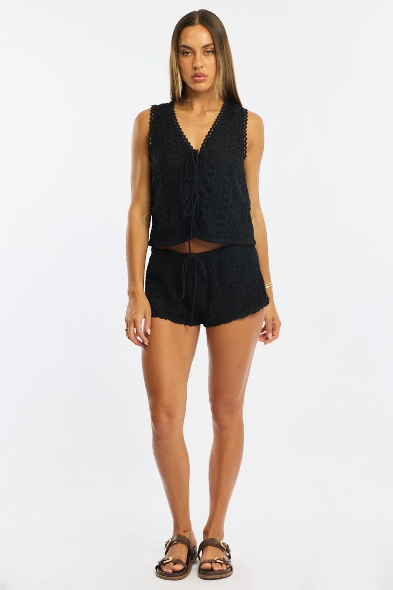 Black Crochet Shorts Low Rise sold by Ally Fashion product image thumbnail 3