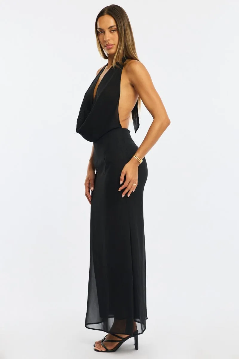 Black Cowl Neck Maxi Dress Chiffon sold by Ally Fashion product image thumbnail 3