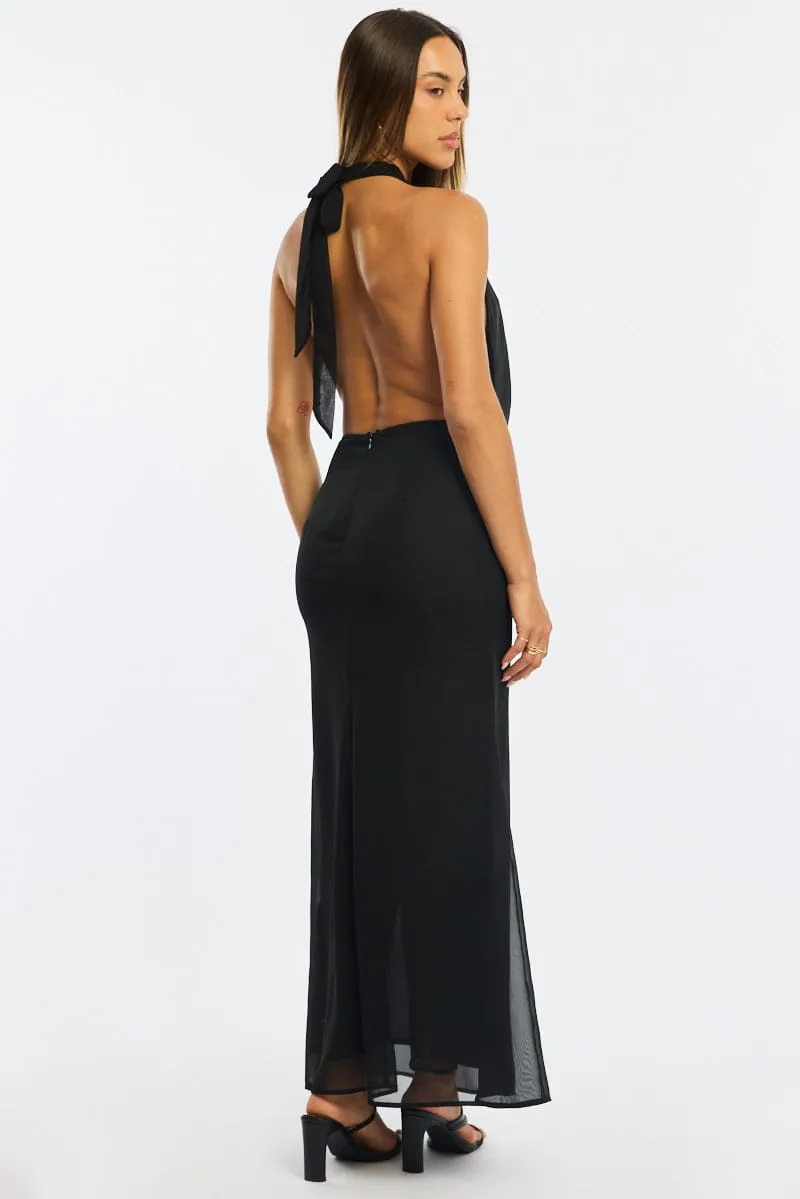 Black Cowl Neck Maxi Dress Chiffon sold by Ally Fashion product image thumbnail 4
