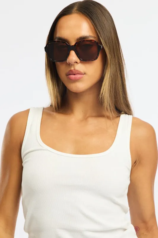 Brown Animal Print Oversized Square Sunglasses sold by Ally Fashion