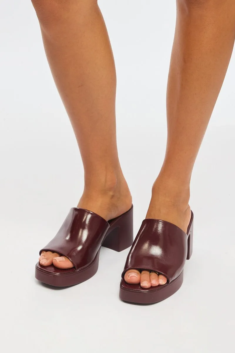 Red Chunky Heeled Mule Sandals sold by Ally Fashion product image thumbnail 2