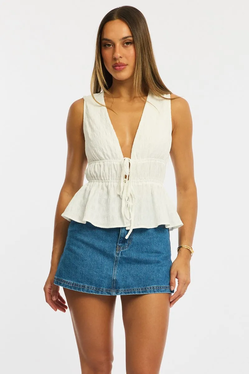 White Tie Up Vest Sleeveless sold by Ally Fashion