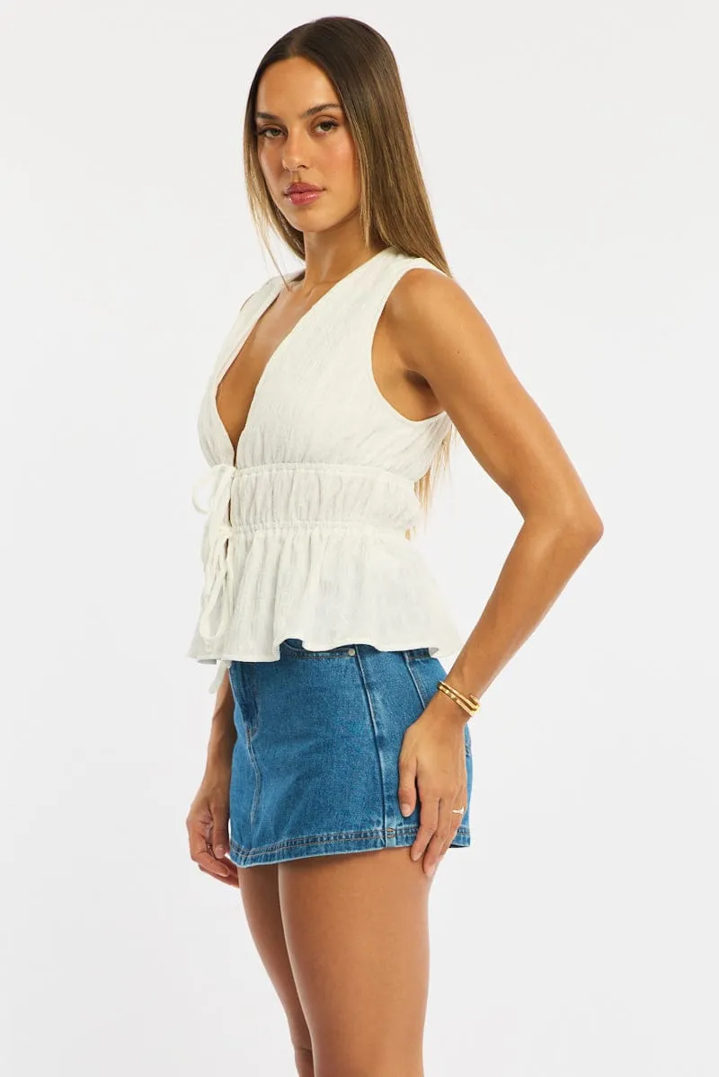 White Tie Up Vest Sleeveless sold by Ally Fashion product image thumbnail 3