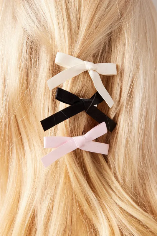 Multi 6 Pack Mini Satin Bow Hair Clips sold by Ally Fashion