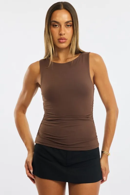 Brown Supersoft Tank Sleeveless sold by Ally Fashion