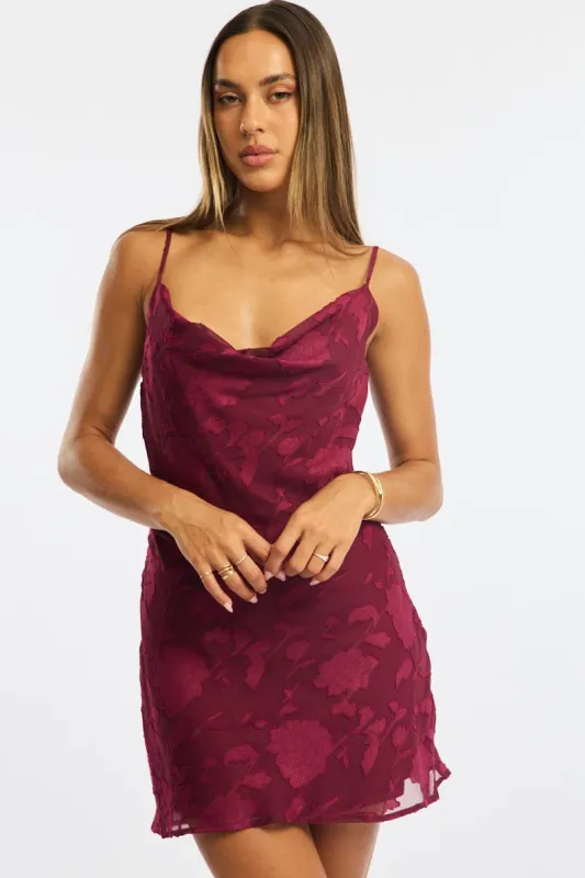 Red Mini Dress Burnout Bias sold by Ally Fashion