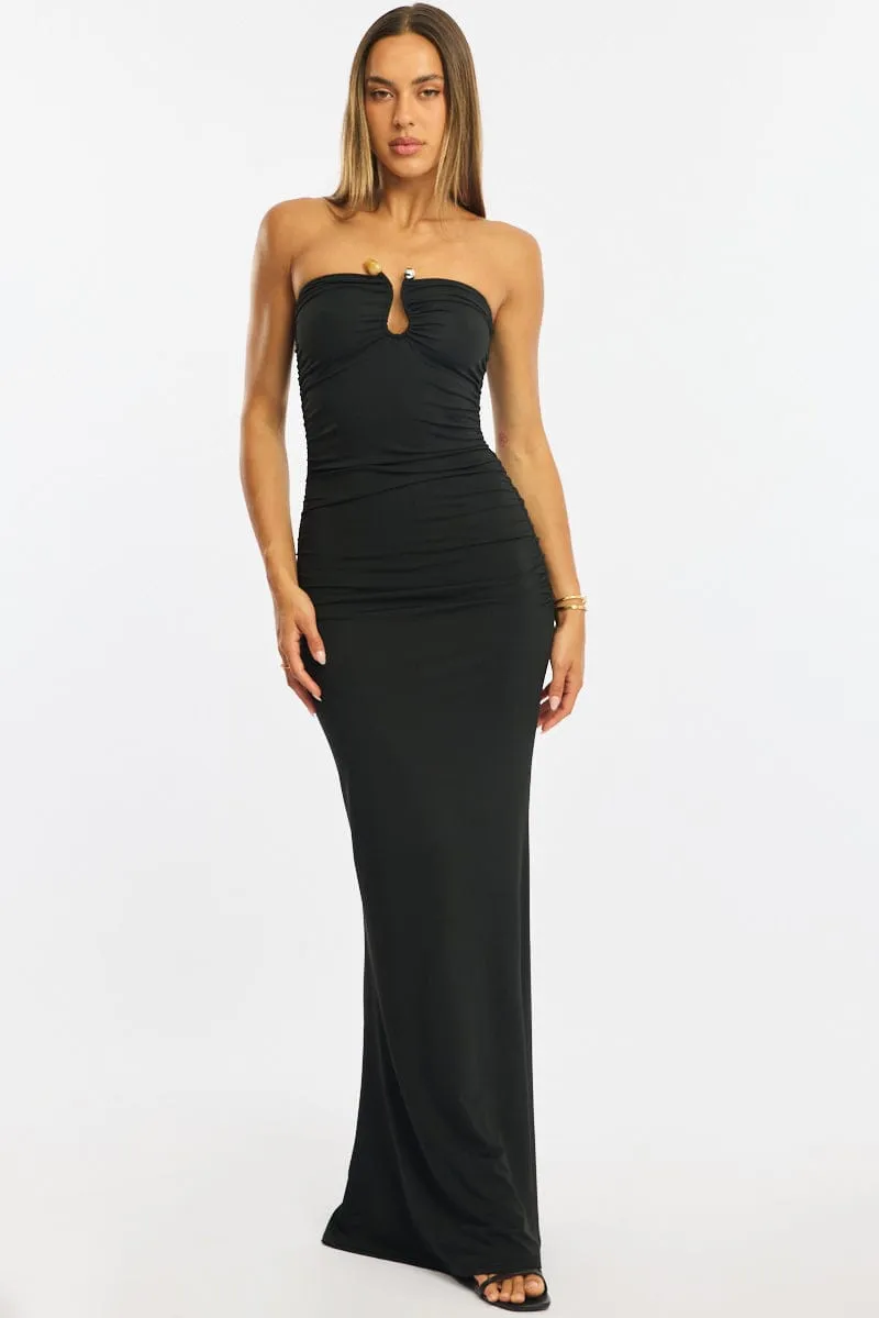 Black Strapless Maxi Dress sold by Ally Fashion