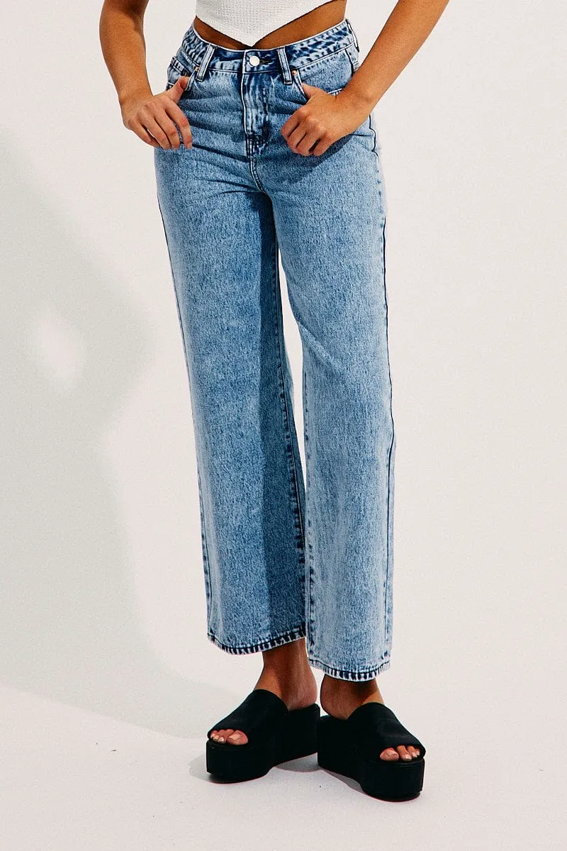 Blue High Waisted Relaxed Wide Leg Denim Jeans sold by Ally Fashion product image thumbnail 2