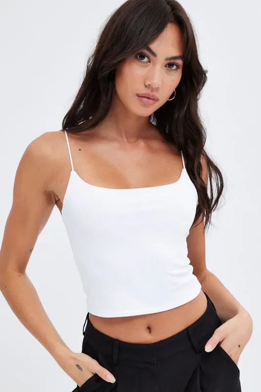 White Crop Singlet Top sold by Ally Fashion