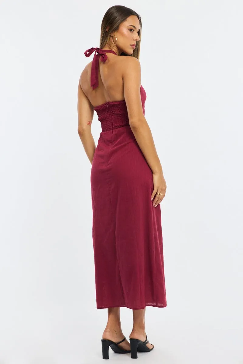 Red Halter Maxi Dress sold by Ally Fashion product image thumbnail 4