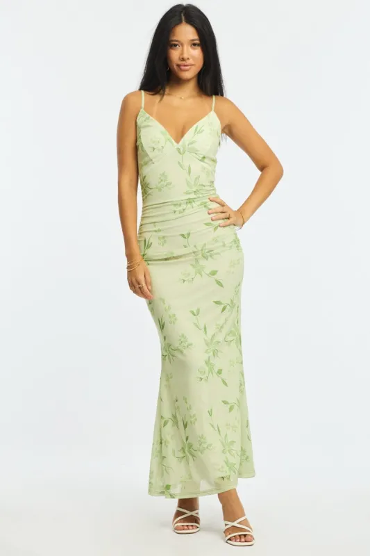 Green Floral Maxi Dress sold by Ally Fashion