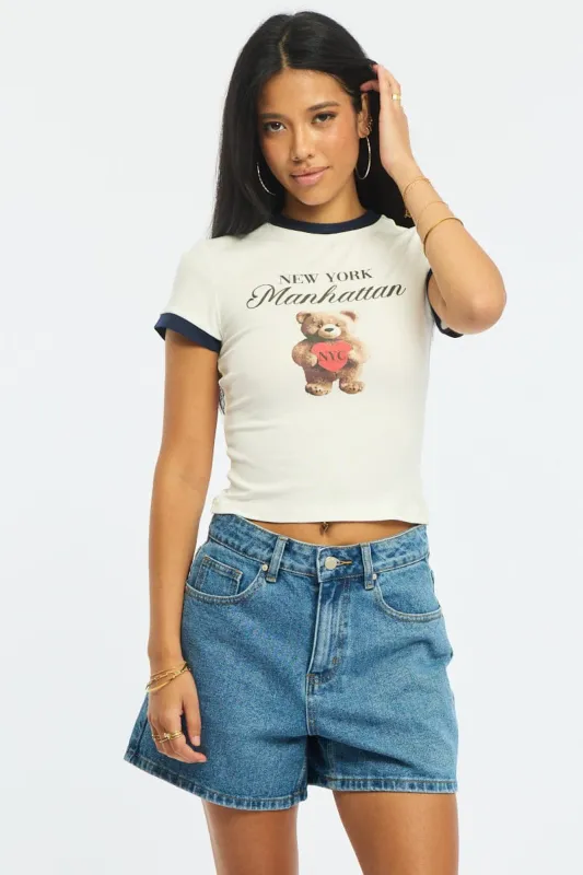 White Graphic Tee Short Sleeve sold by Ally Fashion