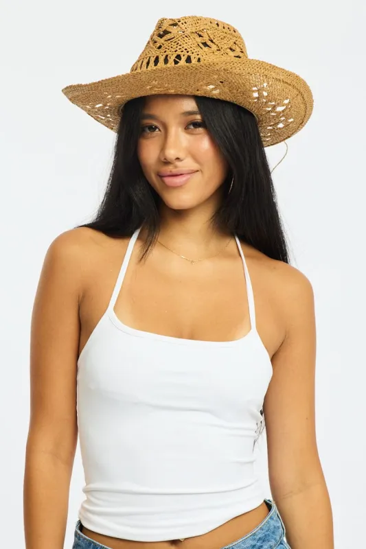 Brown Straw Cowboy Hat sold by Ally Fashion
