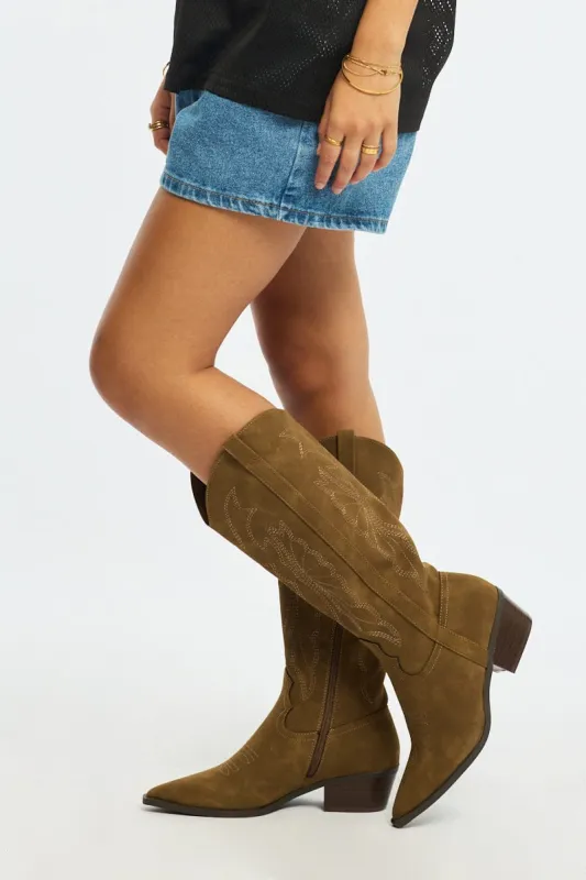 Brown Embroidered Western Cowboy Boots sold by Ally Fashion