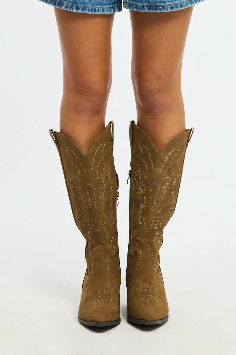 Brown Embroidered Western Cowboy Boots sold by Ally Fashion product image thumbnail 2